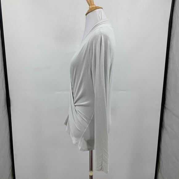 Cache Top Womens L Large Dove Crisscross Front Long Sleeve Plunge VNeck Pullover - Picture 4 of 10